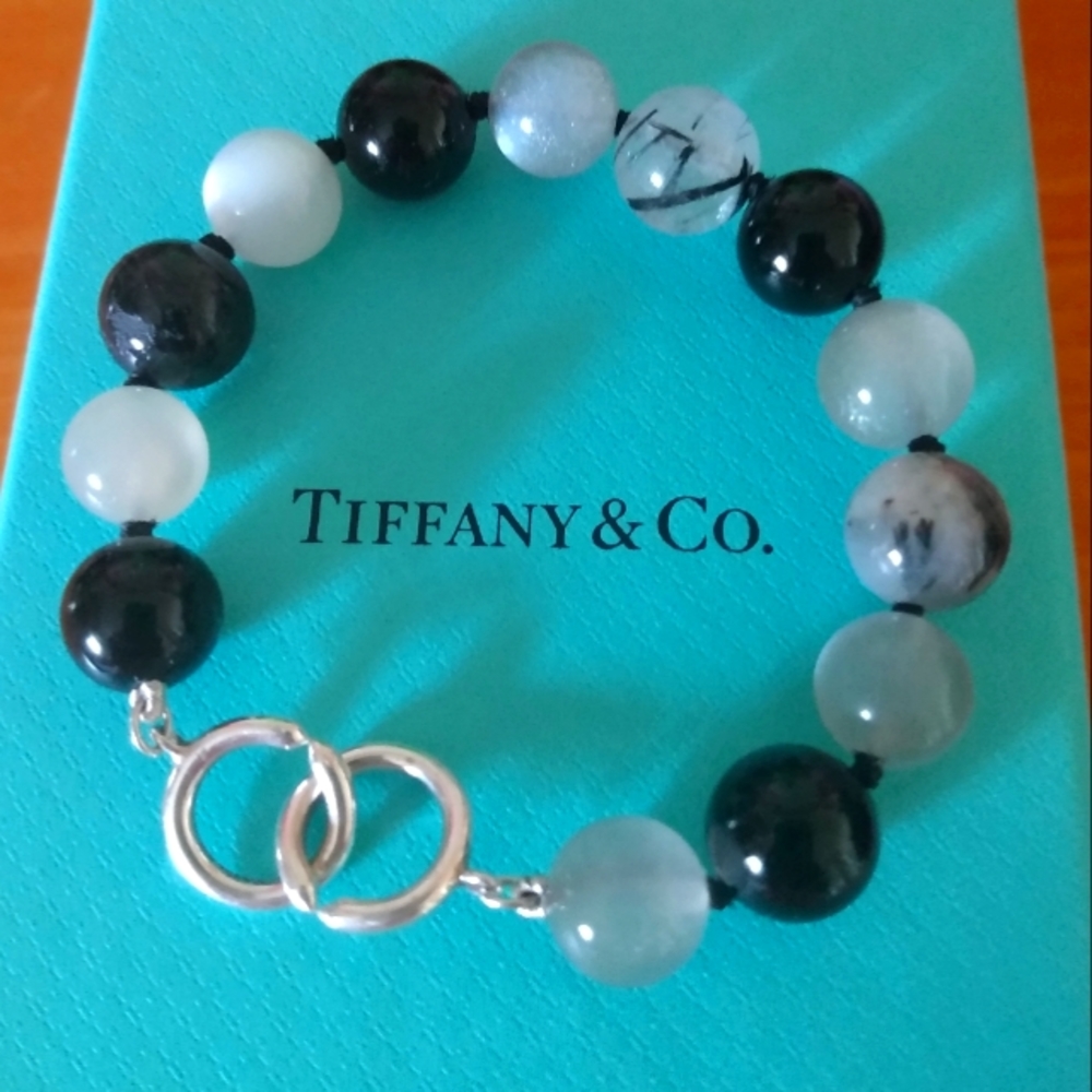 Tiffany and Co Onyx and Moon stone bracelet.